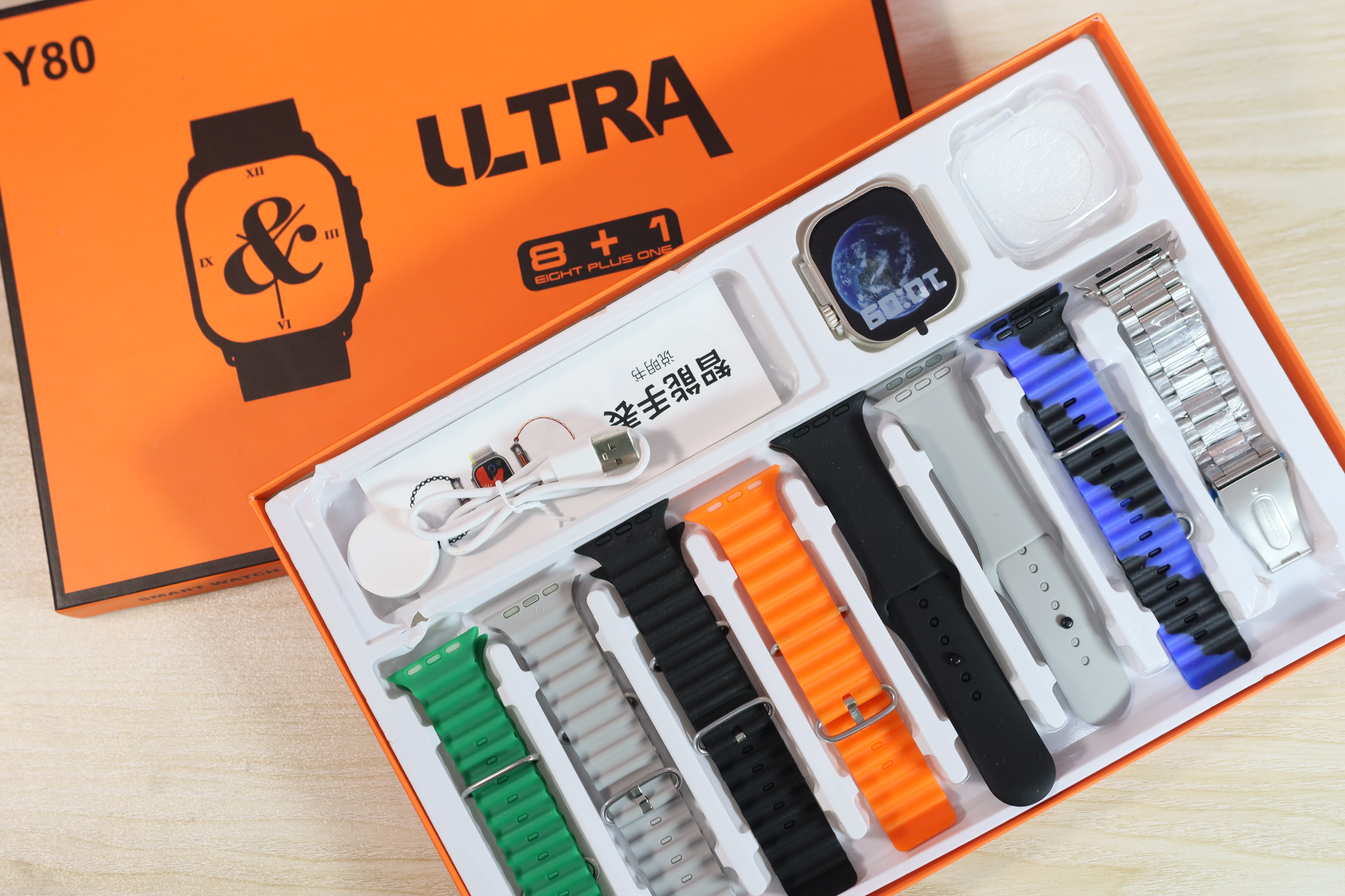 Y80 Ultra Smartwatch With 8 Strap