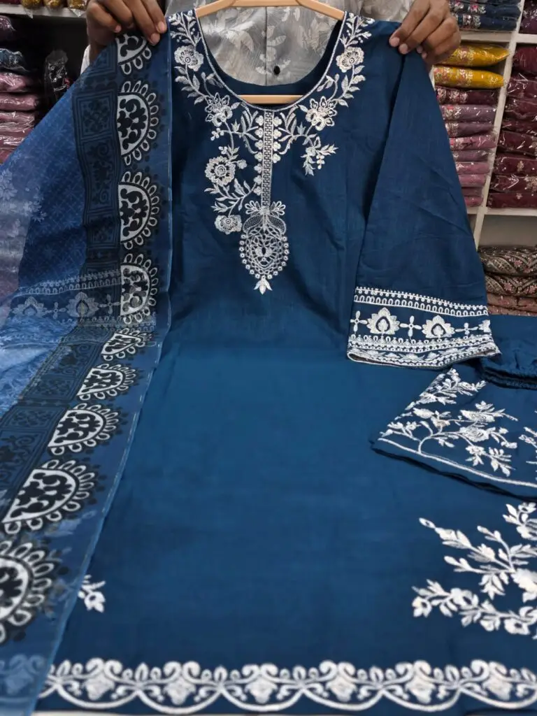 Premium Slav Cotton Embroidered 3 Piece